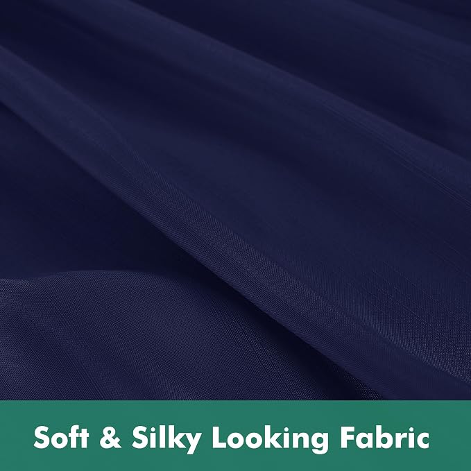 Wrap Around King Size Bed Skirt Split Corner 14" Drop-Elastic Dust Ruffle | Navy Adjustable Pleated Bedskirt-Easy Fit Wrinkle Resistant Washable Fabric Bed Skirting-Master Guest Bedroom Couples Hotels