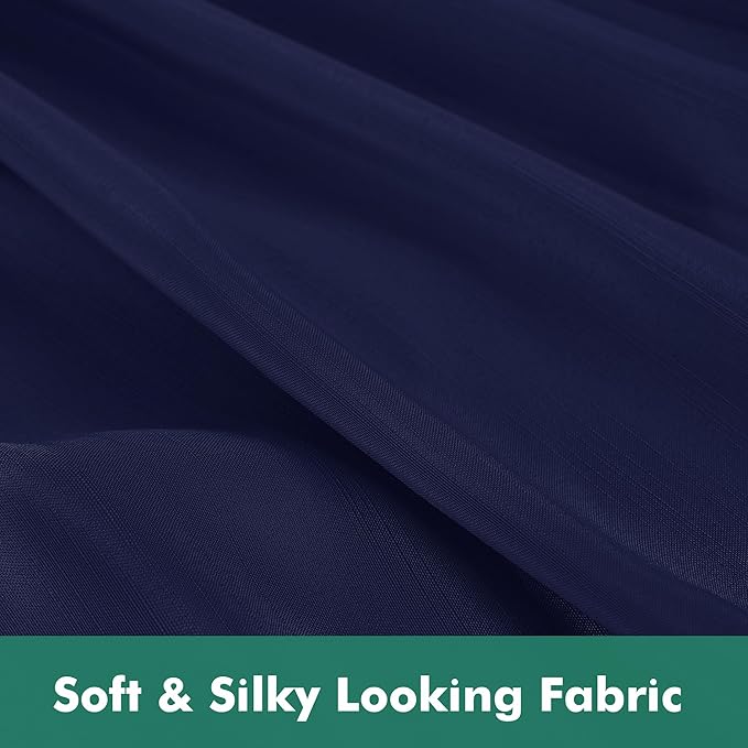 Wrap Around Queen Size Bed Skirt Split Corner 17" Drop-Elastic Dust Ruffle | Navy Adjustable Pleated Bedskirt-Easy Fit Wrinkle Resistant Washable Fabric Bed Skirting-Master Guest Bedroom Rental Hotels