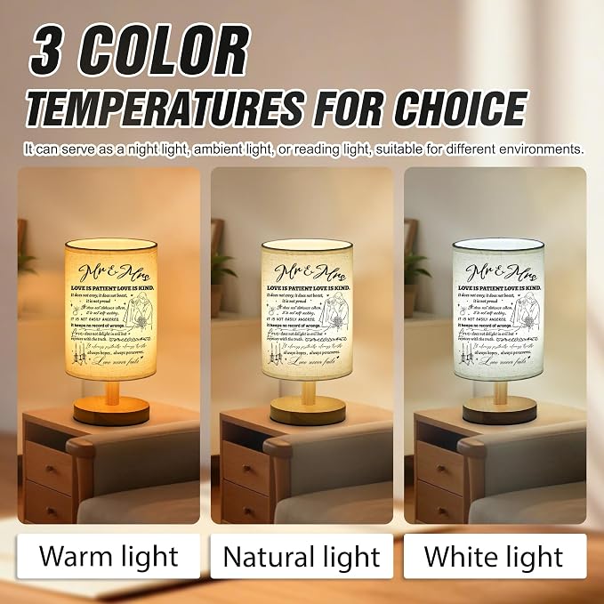 WSYEAR Wedding Gifts for Couples 2025 Table Lamp, Bridal Shower Gifts for Bride to Be, Anniversary Mr and Mrs Gifts, Wedding Gifts for Newlyweds Just Married Gifts Wedding Night Light