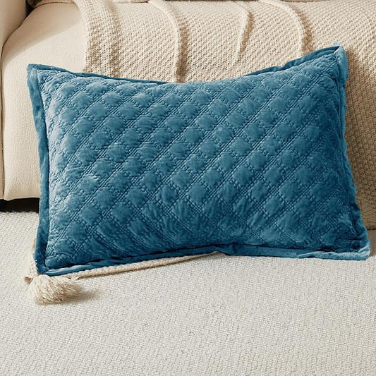 Standard Pillowcase 20X26 1 Piece Pillow Cover with Envelope Closure Rectangular Quilted Pillow Case Soft Decorative Texture Pillow Sham for Bed, Blue