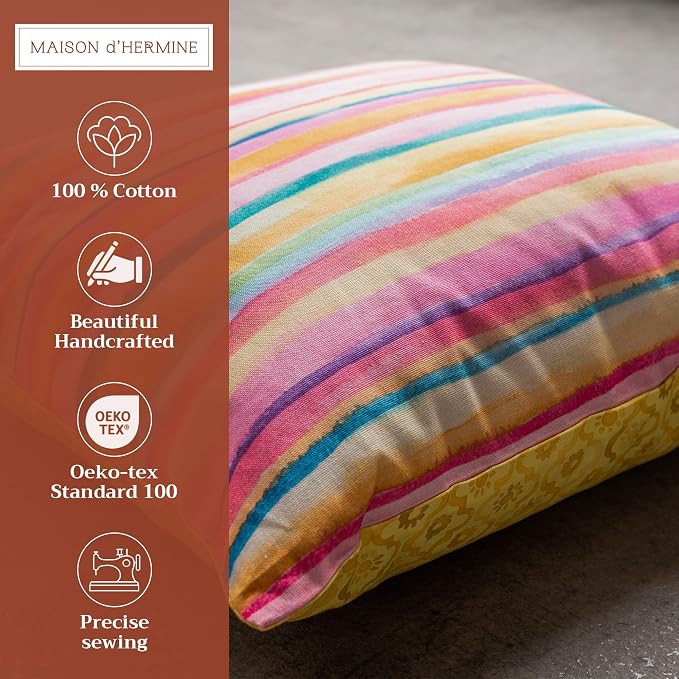 Maison d' Hermine Throw Pillow Covers 100% Cotton (20" x 20" - Pack of 1)
