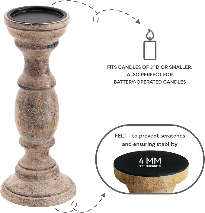 JFY Designs Everwood Candle Holders for Pillar, Farmhouse Fireplace Décor