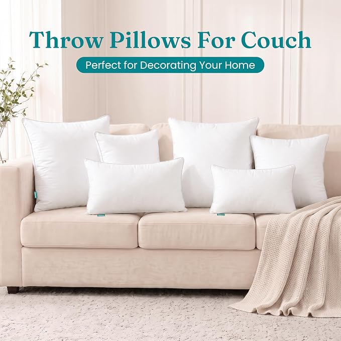 Oubonun 22x22 Throw Pillows Inserts, 2 Pack Square Decorative Pillows Inserts, Soft Fluffy Plump Pillow Sham Stuffer for Bed Couch Sofa Cushion