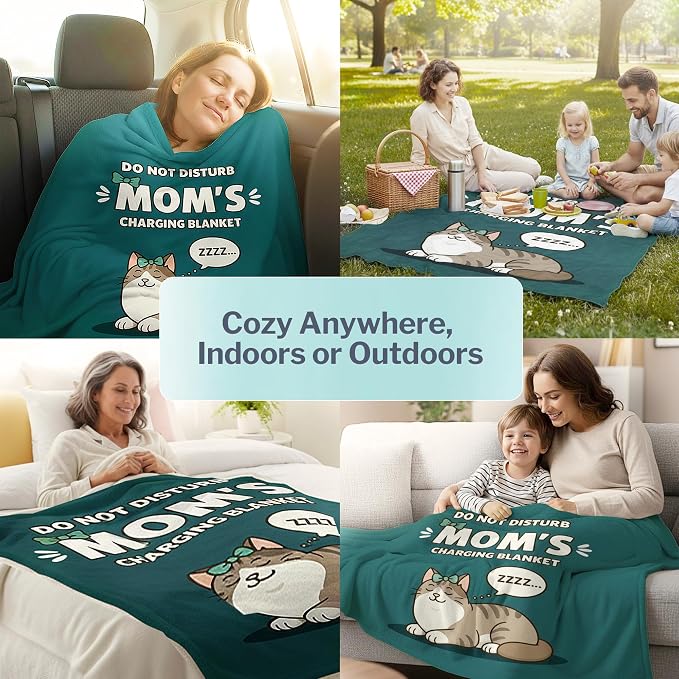 Mom Blanket in Gift Ready Packaging | Cozy Dyed Fleece Throw Blanket | 50"x60" for Couch or Bed - Unique Mom Gift for International Women's Day | Special Present from Daughter or Son