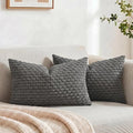 Fancy Homi 2 Packs Dark Gray Long Lumbar Decorative Throw Pillow Covers 14x24 Inch for Couch Bed Sofa, Modern Farmhouse Boho Home Decor, Soft Cute Plush Corduroy Rectangle Cushion Case 35x60 CM
