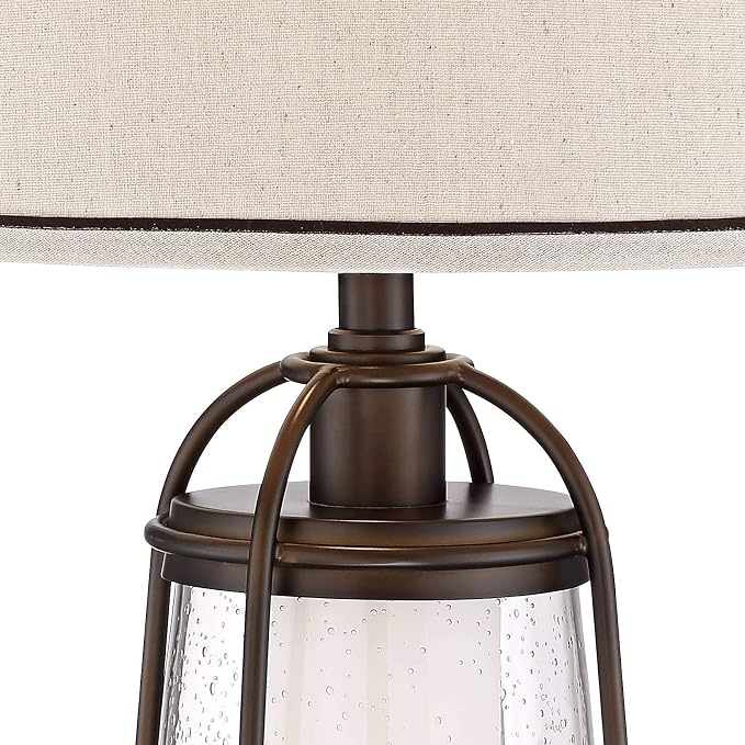 Iron Hugh 26" High Table Lamp Bronze Brown Lantern Night Light LED