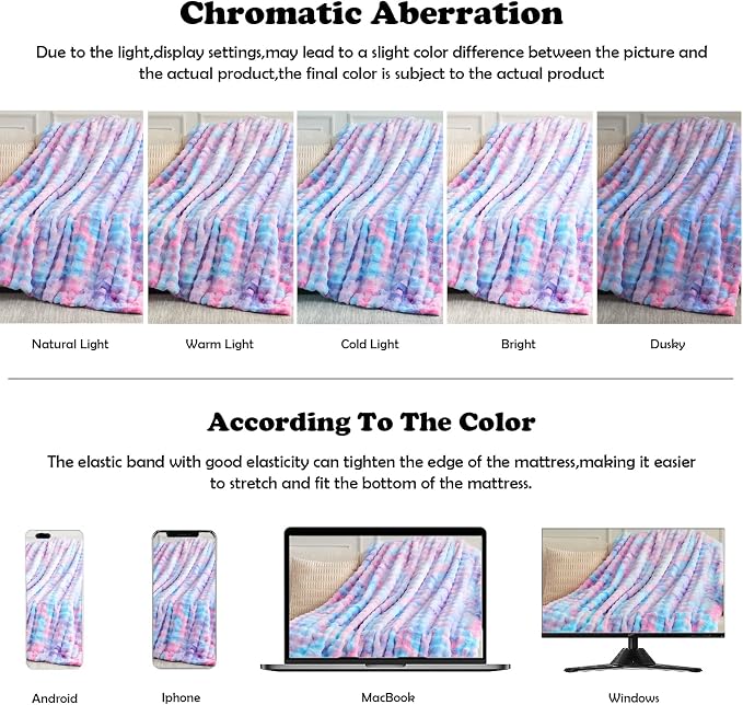 NEWCOSPLAY Faux Fur Bubble Twin Blanket for Couch, Purple Rainbow, 60"x80" | Fluffy Soft Thick Warm Bubble Blanket for Couch Sofa Bed 700GSM, Plush Cozy Luxury Decorative Throw, Gift for Women Men