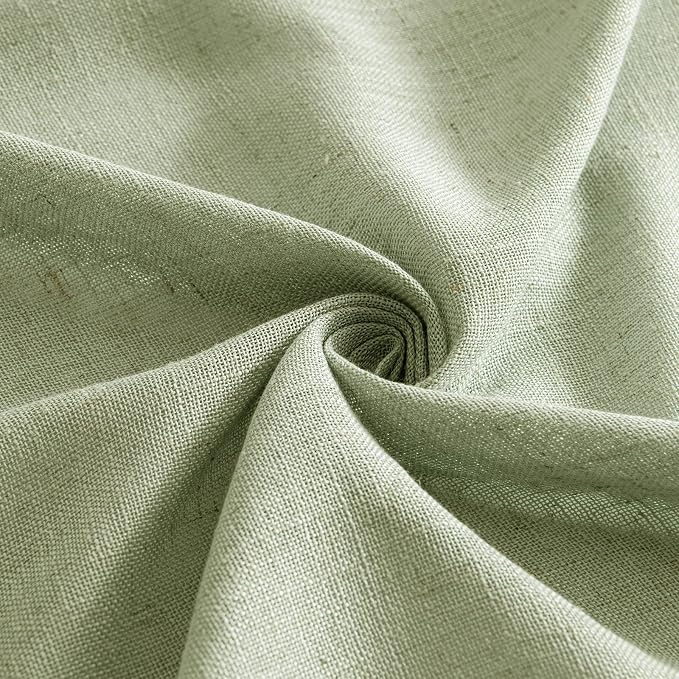 MIULEE Sage Green Linen Curtains 52x72 Inch Length for Bedroom Living Room | Soft Thick Linen Textured Window Drapes,Semi Sheer Light Filtering,Back Tab Rod Pocket,Burlap Look,Farmhouse Decor,2 Panels