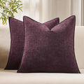 JUSPURBET 26x26 Chenille Decorative Throw Pillow Covers Set of 2,Eggplant | Cozy Soft Cushion Covers Case with Hidden Zipper for Couch Sofa Bed Home Decor Living Room