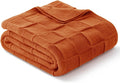 Whale Flotilla Checkered Knit Throw Blanket for Couch, Burnt Orange | Soft Decorative Knitted Blankets for Couch Sofa Bed, Lightweight Cozy Throws for Spring Summer, 50x60 Inch