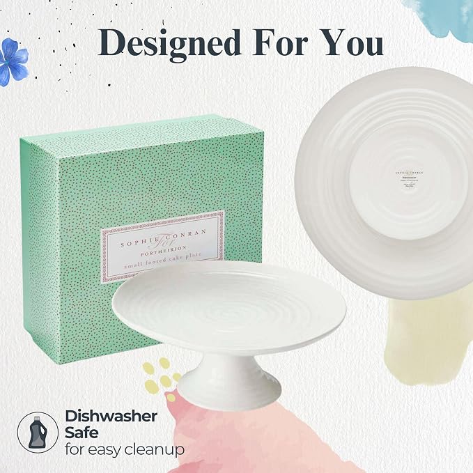 Portmeirion Sophie Conran Cake Stand, Mini, White | 6.5" Fine Porcelain Mini Cake Stand - Dishwasher Safe for Cakes, Cupcakes, Pastries, Desserts & Tea-Time Serving