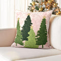 Christmas Tree Pillow Covers 18x18, Embroidered Velvet Christmas Throw Pillow Covers Christmas Decorations Holiday Pillows for Home Couch,Pink Blush/Green