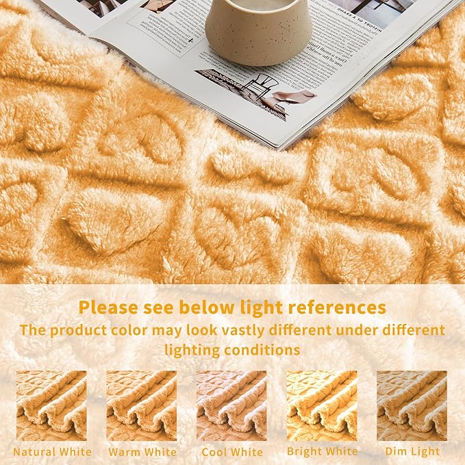 FY FIBER HOUSE Knitted Throw Blankets with Heart Checkered,Soft Warm Blankets for Lover Mom Father Gifts,Washable Lightweight Fuzzy Blanket for Couch Sofa Bed Office All Season(Orange,90"x90")