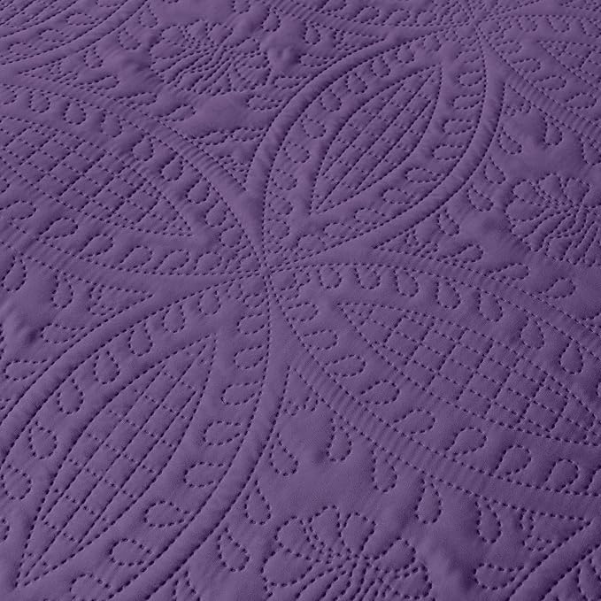 akkialla Purple Twin Quilt Set, Ultrasonic Lightweight Bedspread Coverlet for Modern Minimalist Bedroom, Soft Microfiber Coin Pattern Bedding, 2-Piece (1 Quilt, 1 Pillow Sham) | Breathable fabric