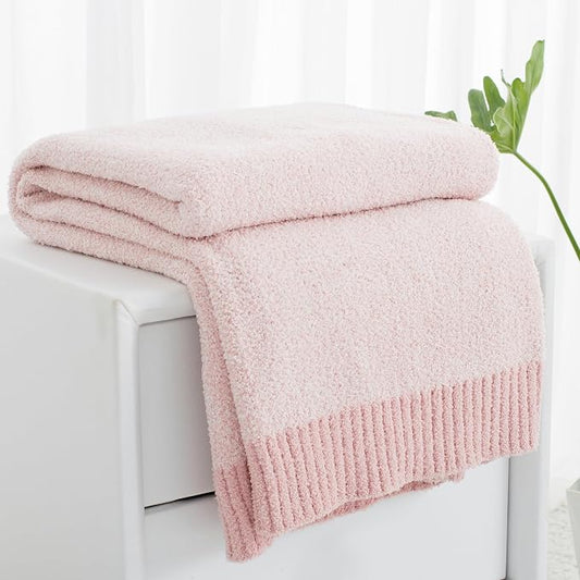 Carriediosa Heather Throw Blanket 50x60, 400GSM Ultra Soft Microfiber | Dusty Pink, Fuzzy Fluffy Cozy Plush Knit Knitted Throws, Lightweight Cute Preppy Fall Blankets for Couch, Bed