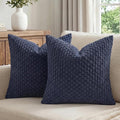 Fancy Homi 2 Packs Navy Blue Decorative Throw Pillow Covers 14x14 Inch for Couch Bed Sofa, Modern Farmhouse Boho Home Decor, Soft Cute Plush Corduroy Cushion Case 35x35 CM