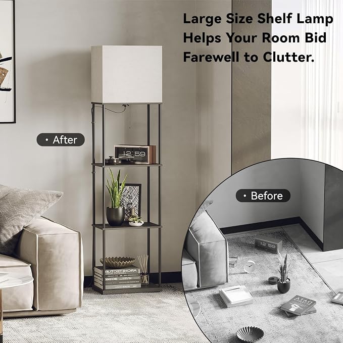 SUNMORY Large Size Floor Lamp with Shelves, Standing Lamps for Living Room