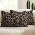 cygnus Cheetah Print Throw Pillow Covers 12x20 Inch | Set of 2 Soft Fuzzy Curly Textured Decorative Pillowcase, Leopard Pillows for Living Room Bedroom Stockholm Home Decor