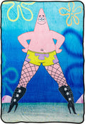 Silver Buffalo Spongebob Squarepants Patrick, Fleece Throw Blanket, 45x60in | Fishnets and Boots, Soft and Cozy, 185 GSM