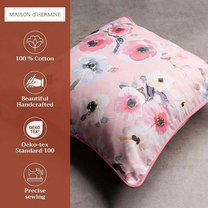 Maison d' Hermine Throw Pillow Covers 100% Cotton (20" x 20" - Pack of 1)