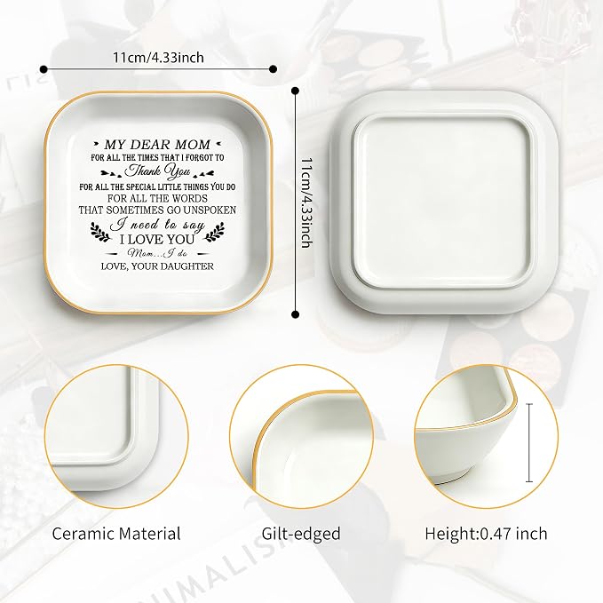 Mom Gifts from Daughter - Ring Dish for Mom Mothers Day Birthday Christmas