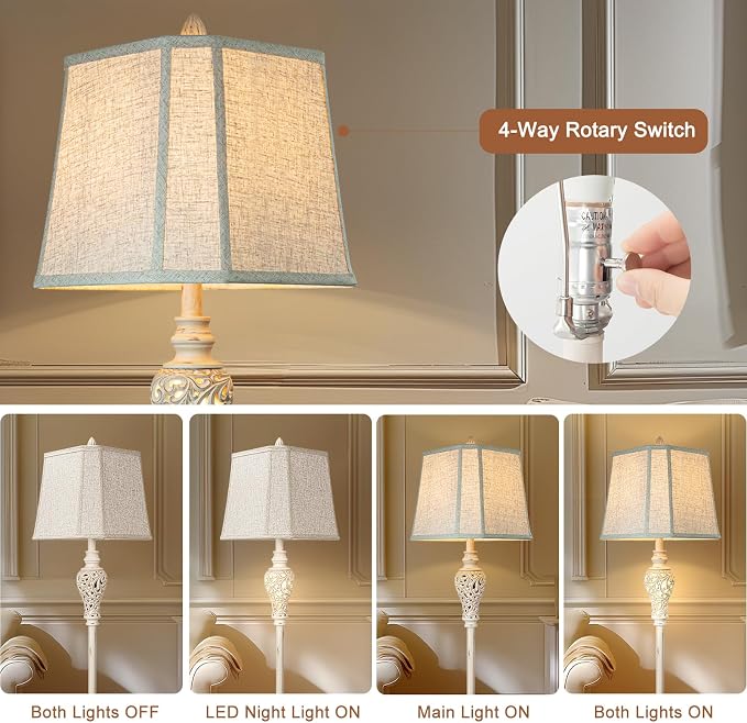 Rustic Floor Lamp with Nightlight for Living Room, Vintage Standing Lamp