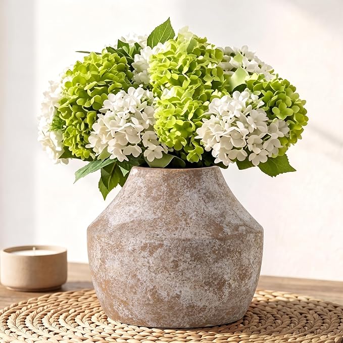 Ceramic Flower Vase for Centerpieces, 5.2in Pottery Small Ceramic Vases | Waterproof Pottery Vases for Flower, Hydrangeas, Home Decor, Living Room,Table Decorative, Handcrafted