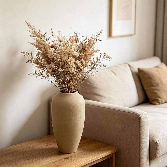 Hosley 11 in High Brown Metal Vase, Ideal for Dried Flowers Gift for Floral Arrangements Wedding Home Spa Votive Candle Gardens