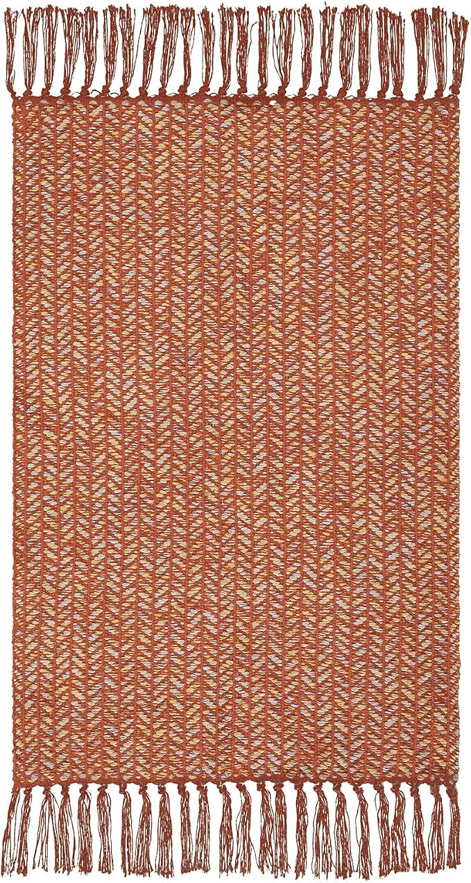 Lahome Boho Fall Bathroom Rugs, 2x3 Front Door Mat for Kitchen, Washable | Indoor Entryway Small Area Rug Woven Cotton with Tassels, Farmhouse Non Shedding Throw Low Pile Carpet for Bath Bedroom