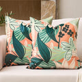 Tyrot Boho Floral Velvet Throw Pillow Covers 20x20 Inch Set of 2 Farmhouse Cushion Covers Mid Century Modern Botanical Home Decor Accent Pillow Cases for Couch Bed Sofa Living Room, Bedroom, Coral