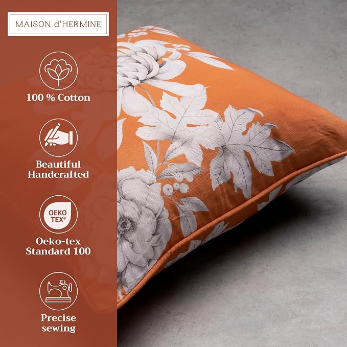 Maison d' Hermine Throw Pillow Covers 100% Cotton (18" x 18" - Pack of 1)