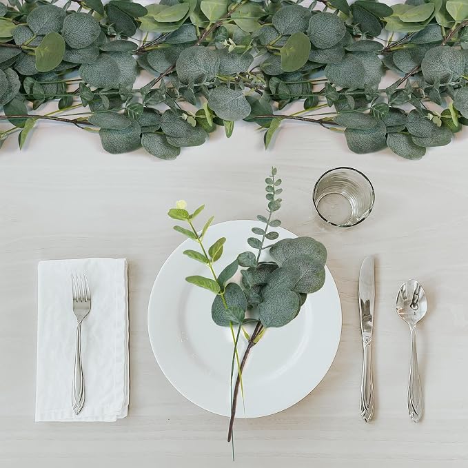 60Pcs 3 Kinds Mixed Eucalyptus Stems Artificial Silver Dollar Eucalyptus Leaves Picks, Seeded Faux Greenery Stems Bulk for Centerpieces Wedding Bouquets Floral Arrangement Home Decor