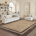 COZYLOOM 9x12 Area Rug for Bedroom Modern Washable Kids Room Rug with Rubber Backing, Stain Resistant Bordered Rugs Non Shedding Low Pile Minimalist Carpet for Living Room, Dining Room, Brown