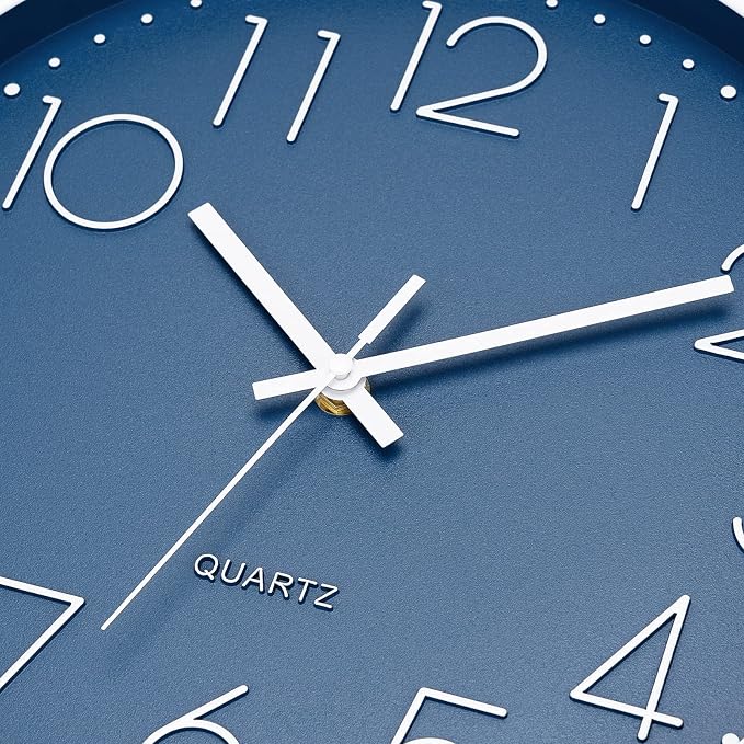Foxtop Large 14" Wall Clock Silent Battery Operated Analog Clock, Cerulean | Non-Ticking, Round, Quartz, Easy to Read, Living Room, Bedroom, Kitchen, Office