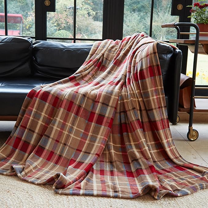 MERRYLIFE Red Plaid Throw Blanket for Couch Bed Sofa Love Urban 40" 50" | Grid Pattern, Ultra-Plush Soft, Decorative Colorful Travel Blanket, farmhouse, Gift Choice, Home Travel Use
