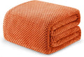 Exclusivo Mezcla Soft Waffle Fleece Bed Blanket Twin Size, Burnt Orange | Lightweight Plush Blanket for Bed, Couch, Sofa, Cozy Fluffy Design for Bedroom, Guest Room, All Season, 60x80 Inches