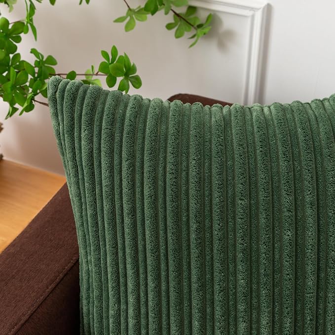 Kevin Textile Striped Corduroy 14”x36” Pillow Cover 1 Pack, Moss Green