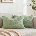 Fancy Homi 2 Packs Sage Green Long Lumbar Decorative Throw Pillow Covers 12x24 Inch for Couch Bed Sofa, Modern Farmhouse Boho Home Decor, Soft Cute Plush Corduroy Rectangle Cushion Case 30x60 CM