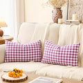 Outdoor Lavender Gingham Plaid Decorative Lumbar Pillow Cover 12x20(Purple) | Set of 2 Couch Lumbar Pillow Covers 12 x 20, Aesthetic Room Decor, Outdoor Porch Patio Pillow, Farmhouse Pillow Covers