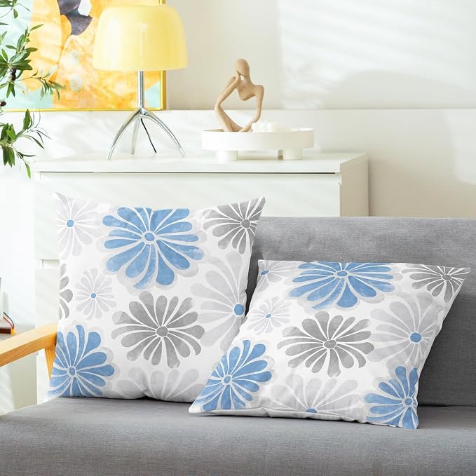 CaliTime Decorative Couch Throw Pillow Covers, 20 X 20 Inches, Blue Grey