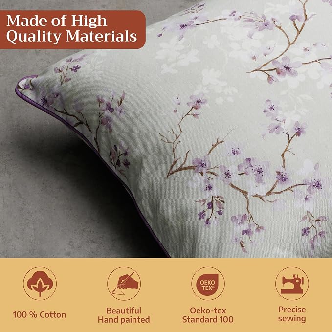 Maison d' Hermine Throw Pillow Covers 100% Cotton (12" x 20" - Pack of 1)