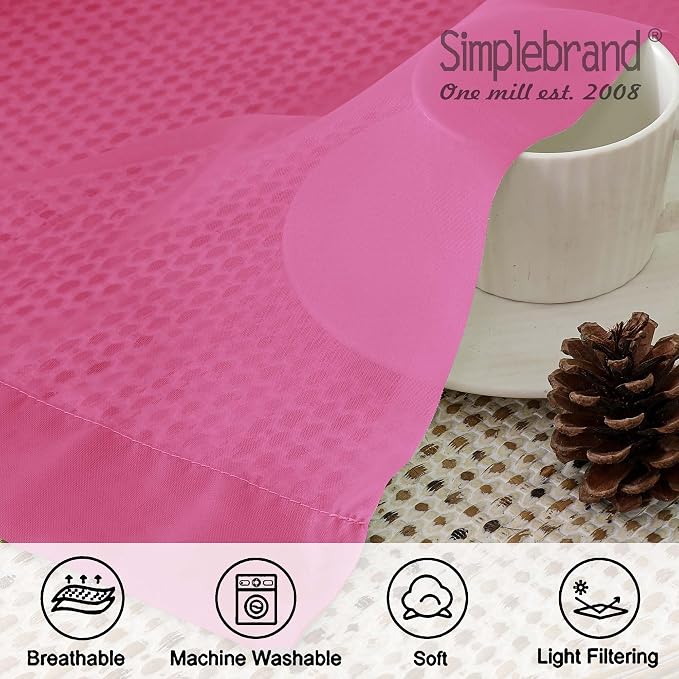 Simplebrand Hot Pink Sheer Curtains 84 Inches Long, Light Filtering Rod Pocket Solid Color Window Sheer Curtain Panels, Elegant Curtains & Drapes for Living Room, Bedroom 2 Panels 42" W x 84" L