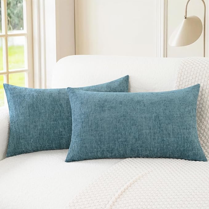 CaliTime Decorative Couch Throw Pillow Covers 26 X 16 Inches Smoke Blue