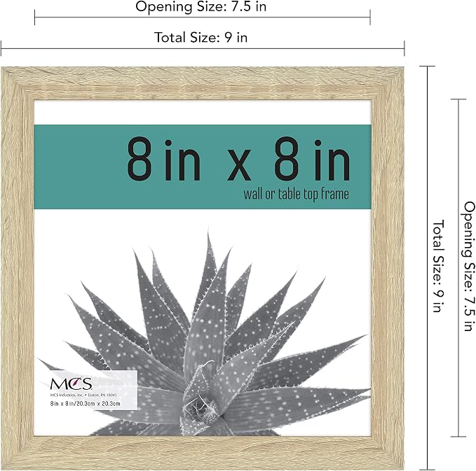 MCS Gallery Essential Picture Frame Set 8x8 Natural Woodgrain, Square Gallery Wall Hanging Picture Frames for Photos & Art Prints (12-Pack)
