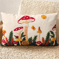 Embroidered Lumbar Pillow Cover 20x12 Inch, Mushroom Moon | Decorative Throw Pillow Cover, Boho Cottagecore Cushion Case with Hidden Zipper, Home Decor for Couch, Sofa, Living Room