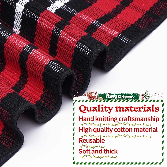 Christmas Buffalo Plaid Rug 27.5x43 in, Red Black Indoor Outdoor Rug | Cotton Blend, Hand-Woven Look, Machine Washable, Layering Rug, Porch Entryway Decor