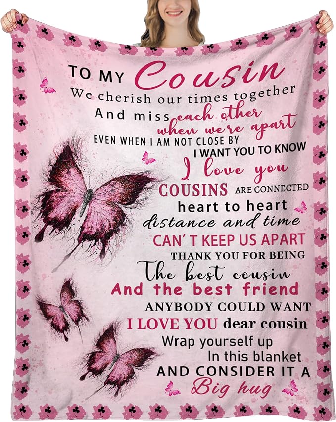 Cousin Gifts for Women, Cousin Gifts, Cousin Birthday Gifts for Women, Gift for Cousin Female, Cousin Gifts for Graduation, Christmas, Cousin Blanket, 60"x50"
