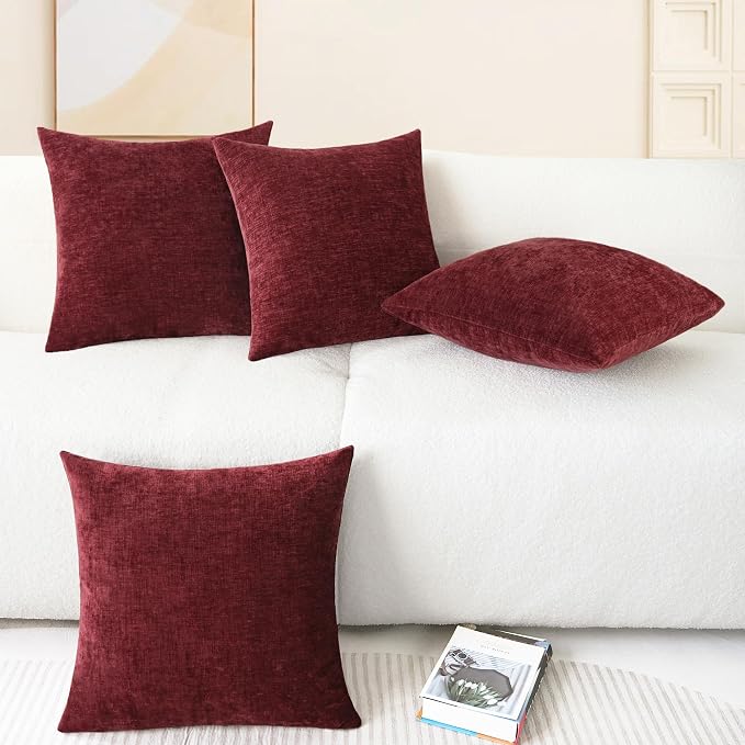 CaliTime Decorative Couch Throw Pillow Covers 18 X 18 Inches Burgundy