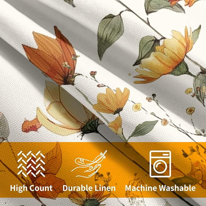 Kawani Fall Floral Pillow Covers 16x16 Inch Autumn Harvest Vintage Wildflower Outdoor Decorative Throw Pillows Set of 2 Thanksgiving Holiday Pillowcases for Couch Home Decor