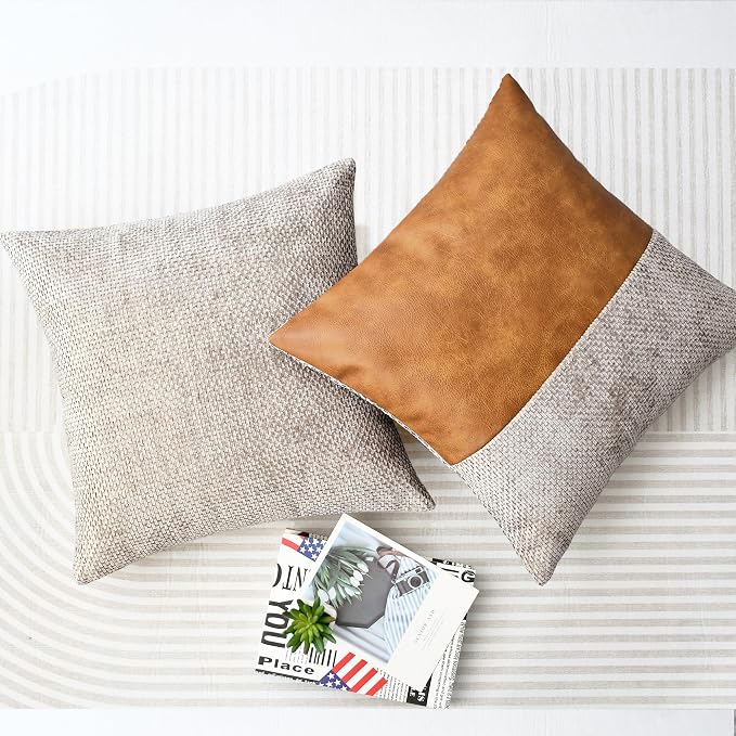 CaliTime Decorative Couch Throw Pillow Covers 16 X 16 Inches Taupe